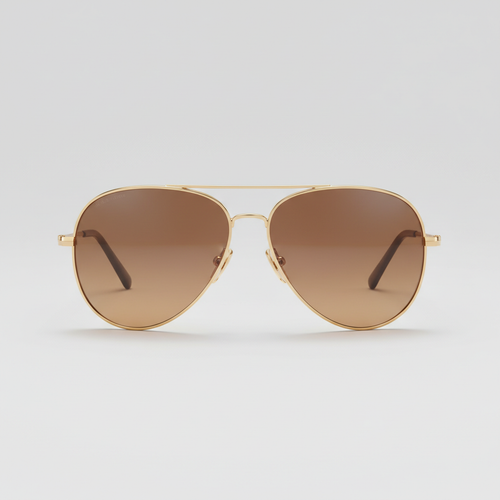 Gold frame aviator sunglasses front view